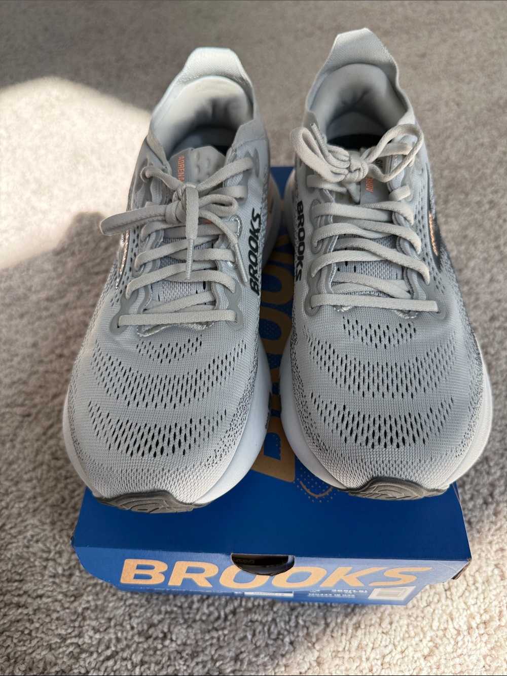 Brooks Men’s Running Shoes in Light Gray with Peach Accent - Picture 3 of 4